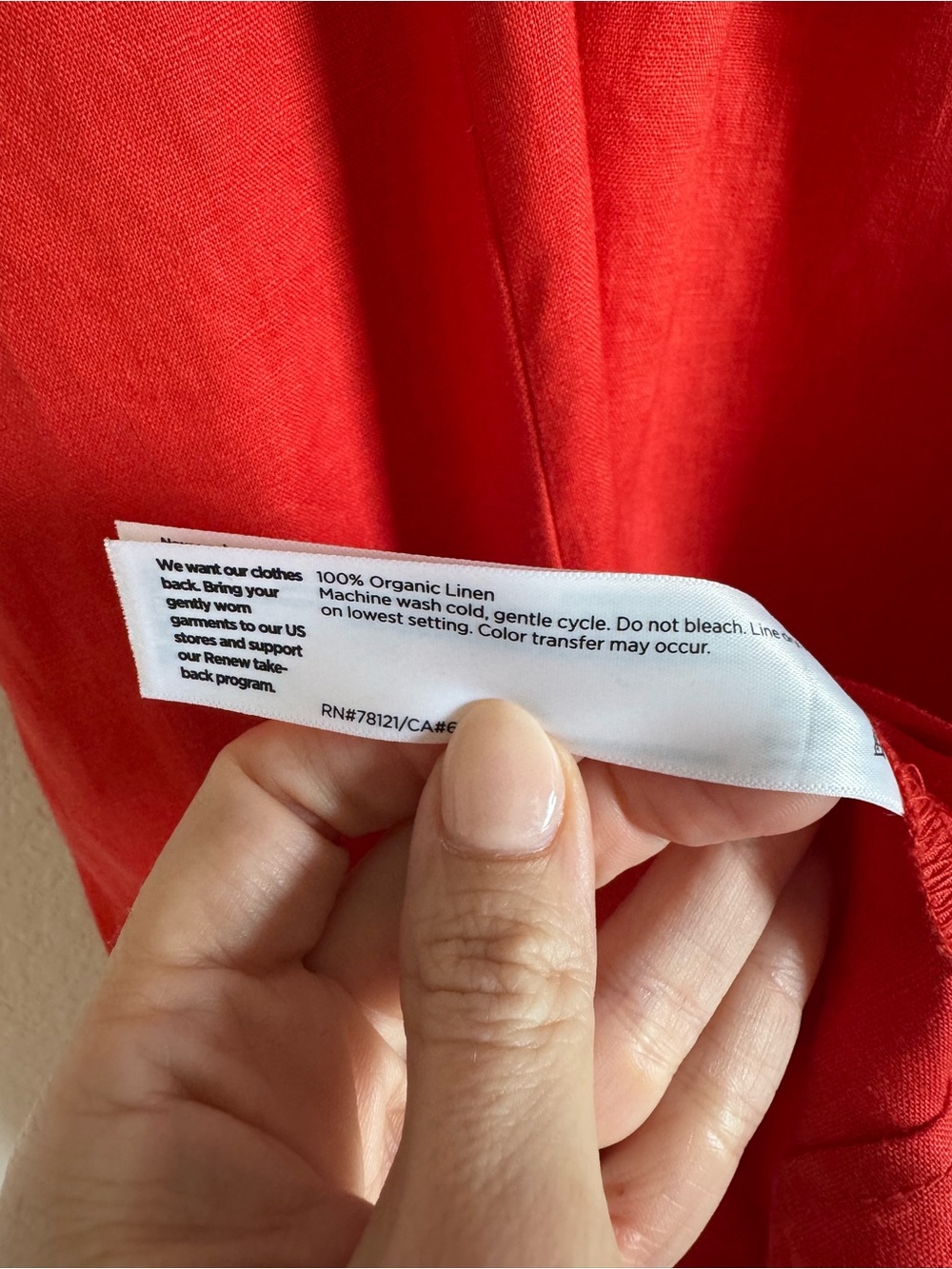 Eileen Fisher Flame Red Organic Linen Cami Lightweight Midi Dress Size Large - Picture 9 of 10